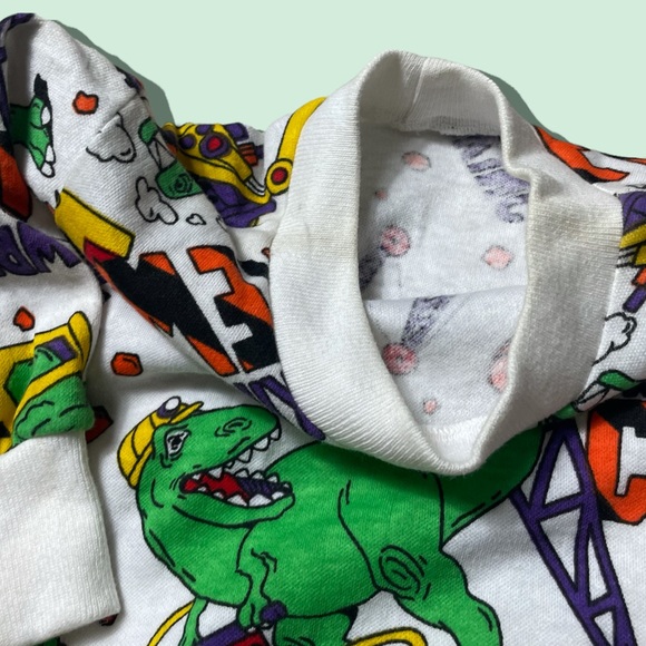 Kids Vintage Dinosaur Wrecking Ball Construction Colorful Two Piece Outfit - Picture 4 of 7